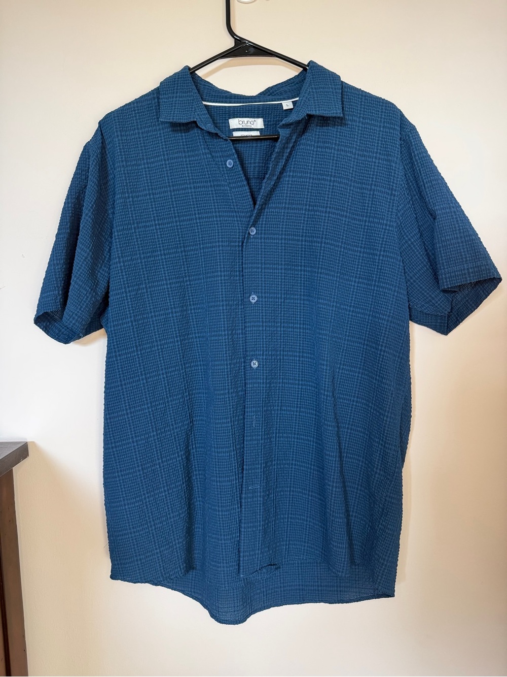 Bruno Teal Short-Sleeve Textured Button-Down Shirt